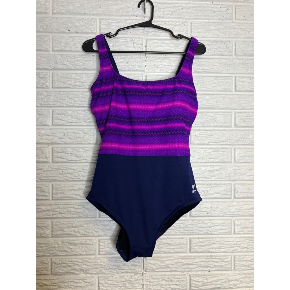 TYR one piece swimsuit navy blue purple‎ women's size 12 modest summer beach